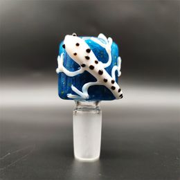 2023 Wig Wag 14mm Thick Bowl Piece Bong Glass Slide Water Pipes Cream Round Blue Gecko Heady Slides Colorful Bowls Male Smoking Accessory