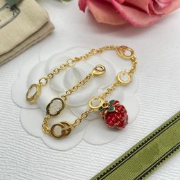 Luxury Design Bangles Brand Letter Bracelet Chain Famous Women 18K Gold Crystal Rhinestone Pearl Wristband Link Chain Couple Gifts Jewerlry Accessories CGB --055