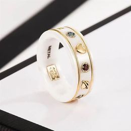 Luxury brand ring ceramic ring exquisite star earth pattern fashion lovers rings matching gift box2414