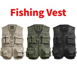 Tactical Vests Fishing Vest Breathable Fishing Travel Mesh Vest with Zipper Pockets Summer Work Vest for Outdoor Activities Fishing Men's vest 230718