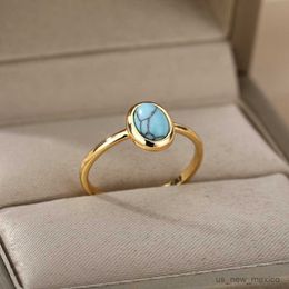 Band Rings Opal Rings For Women Stainless Steel Gold Plated Moonstone Ring 2023 Trend Wedding Band Couple Jewelry Mujer R230719