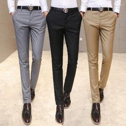 Men's Suits Suit Pants Male Dress Business Office Elastic Wrinkle Resistant Classic Trousers Black Slim Fit Men