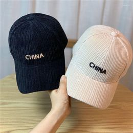 Ball Caps Fall/winter Corduroy Baseball Cap Adjustable Black Slimming Unisex Casual Snapback Letter Embroidery Couple Sun Hat