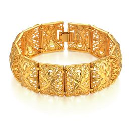 Link Chain Drop 22mm Width Chunky Big Wide Bracelet For Women Men Gold Colour Ethiopian Jewellery African Bangle Arab Wedding Gift284u