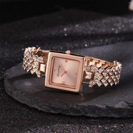 Wristwatches Luxury Watch For Women Ladies Small Square With Diamond Women's Quartz Star Bracelet Combination Set Relogio