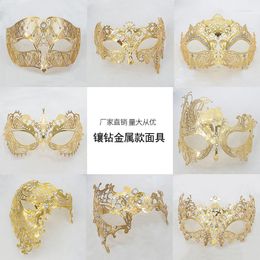 Party Supplies Halloween Mask Metal Inlaid Diamond Half Face Gold Women's Prom Dressing Props Catwalk