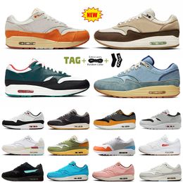 New OG 1 Patta 1s 87 Running Shoes Designer All White Black United Coral Crepe Soft Grey Patta 1 Concepts Heavy Athletic Runner Sneakers Trainers Big Size 13