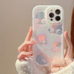 Laser pink rabbit phone case suitable for 14 12 new 11 creative 13 promax soft case cute