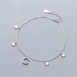 Anklets MloveAcc 925 Sterling Silver Moon And Star Bangles Bracelets Chain Jewelry