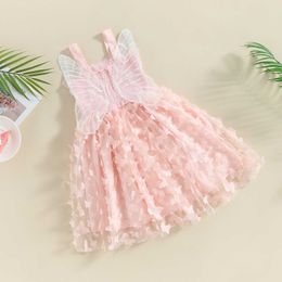 Girl's Dresses Kids Baby Girl Princess Dress Summer Sleeveless Tulle Dress with Butterfly Wings 6M-4T