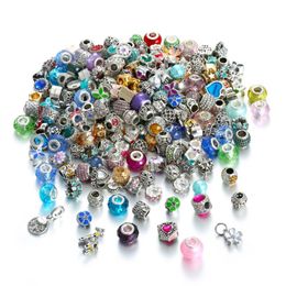 Bulk 50Pcs Lot Fashion European Beads Spacer Fit For Pandora Charms Bracelet Random Style 290J