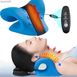 Heated Neck Stretcher for Neck Pain Relief Orthopedic Cervical Traction Device Pillow Heating Shoulder Relaxer Shiatsu Massager L230520