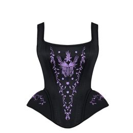 Women Halter neck Waist bustier corset tops Training Bustier Steel Boned Steampunk Brocade Embroidery Overbust Padded Corset With 255p