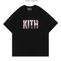 Men's T-Shirts INS Meichao KITH Tokyo Exclusive Sakura Letter Printing Round Neck Short Sleeve Men's Large T-shirt Cotton Pullover