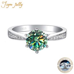 Wedding Rings JoyceJelly Green Ring For Women Solid 925 Sterling Silver Round e Bridal Female Engagement Wedding Jewerly 230718