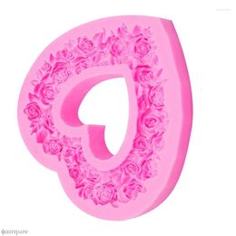 Baking Moulds Sweet Large Rose Heart Wreath Silicone Food Good Mold Big Shaped Cake Decorating Tools Soap Mould