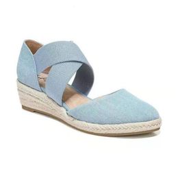 Women Sandals Summer Solid Colour Espadrilles Cross Belt Casual Wedge Sandal Fashion Outdoor Beach Ladies Shoes 230718