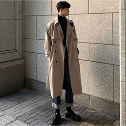 Men's Trench Coats Spring Men Fashion England Style Long Mens Casual Outerwear Jackets Windbreaker Brand Clothing Q559