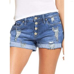 Women's Jeans Ripped Short Hem High Waisted Distressed Denim Shorts Baggy Pants For Women Y2k Clothes