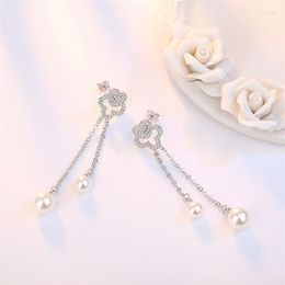 Dangle Earrings Korean Elegant Charm Women Heart Shaped Cloud Earring Bohemia Fashion Zircon Pearl Drop Wedding Party Jewellery