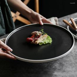 Plates Ceramic Household Round Steak Dish Japanese Tableware Breakfast Flat Plate Platter Restaurant El Tray