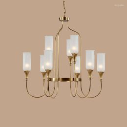 Pendant Lamps Modern Minimalist Copper Chandelier Luxury Glass Living Room Light In The Bedroom Elegant Appearance Study Dining Lamp