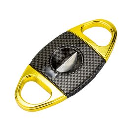 Cigar Clipper Zinc Alloy Stainless Steel Carbon Fiber V-Shaped Cigar Cutter Gift Box with Holster Cutting Tool Pocket Factory Direct Sale