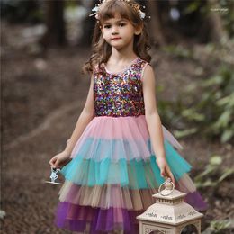 Girl Dresses 2-7T Summer Girls Tail Lace Tutu Princess Birthday Party Dress Children Clothing Toddler Baby Clothes