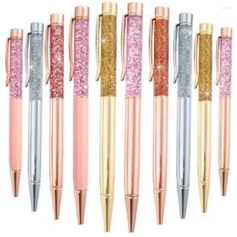 50Pcs Luxury Metal Bling Dynamic Liquid Sand Ballpoint Pens For Wedding Birthday Office Supplies Gift Free Custom Logo Rose Gold