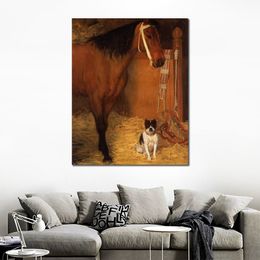 Modern Canvas Art at the Stables Horse and Dog Dance Edgar Degas Painting Handmade Dancer Artwork High Quality