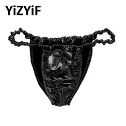 Sexy Men's Panties Latex Leather Rubber Penis Pouch Stretchy Underpants Hommes Bikini Briefs Tangas Male Lingerie Gay Underwe297M