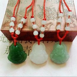 Jade imitation Buddha Pendant white glass Guanyin red string necklace lovers jewelry2413