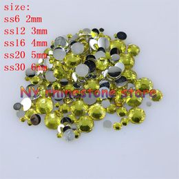 1000-10000pcs bag 2-6mm Lemon Yellow Resin Crystal Rhinestones FlatBack Super Glitter Nail Art Strass Wedding Decoration Applique 149c