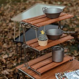 Kitchen Storage Multifunctional Outdoor Camping Rack Space Saving Wide Platform Shelf Strong Bearing Capacity For Picnic Barbecue Backyard