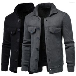 Men's Sweaters Knitted Sweater Jacket Warm And Thicker Winter Long Sleeve Cardigan Wool Lapel Workwear Outer