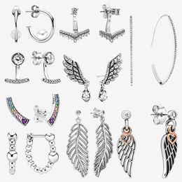 S925 Sterling Silver Glittering Rainbow Wings Earrings Are Suitable for Primitive Pandora's Fashion Silver Earrings Jewelry Gift Free Shipping