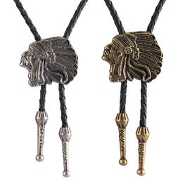 Bolo Ties Rodeo Indian Portrait Bolo Tie Necktie Western Cowboy Bolo Necklace HKD230719