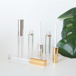 Round Lip Gloss Tubes Cosmetic Bottles Gold Silver Lids Packaging Plastic Lipstick Tubes271i