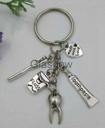 Car Key Dental hygienist keychain tooth floss toothbrush toothpaste Charm Key Chain Ring For Keys Car Bag Key Ring Handbag Keychain x0718