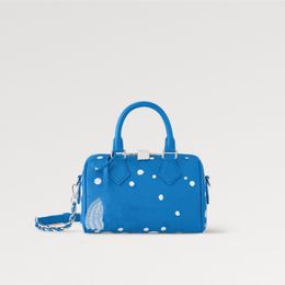 New Explosion hot Women's bags handbag light blue M46425 speedy white dots Infinity emboss grained bag Bandou liere sumptuous 20b EP cowhide radiant printed padlock