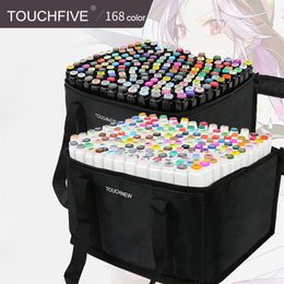 TouchFIVE 168 Colour Art Markers Set Dual Headed Artist Sketch Oily Alcohol based markers For Animation Manga luxury pen school sup2819