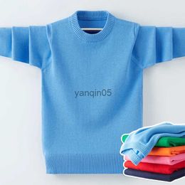 Pullover Baby Boy Knit Sweater Spring Fall 2023 Cotton O-neck Knitted Sweater for Big Girls Teenage Solid Color Bottoming Tops 4-16Years HKD230719