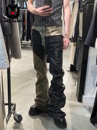 Men's Jeans LUXE&ENVY Patchwork Coated Wax Pants Wide Leg Micro High Street Small Pile Men And Women Spring Summer 2023