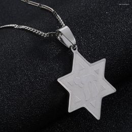 Pendant Necklaces Stainless Steel Star Of David W/Chai Symbol Necklace Jews Trendy Chain Jewelry