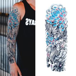 Full Arm Flower Arm Lion and Tiger Wolf Animal Tattoo Temporary Waterproof Fake Tattoo Festival Accessories Art Men Women Sleeve