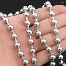 Chains ATGO Fashion Jewellery Men Women Necklace 316L Stainless Steel 6/8 Mm Beads Chain Link High Quality BN040