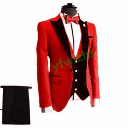Handsome Groom Tuxedos One Button Man's Suits Peak Lapel Groomsmen Wedding/Prom/Dinner Man Blazer Jacket Pants Vest Tie N03011211111
