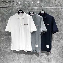 TIME BREATHE Short Sleeve TB T-shirt New Pocket Ribbon Clean Face Pure Cotton Men's and Women's Loose Polo Shirt