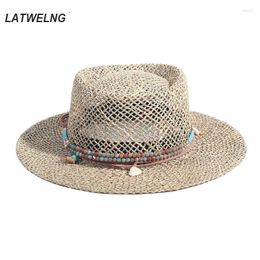 Wide Brim Hats Desige Bohemian Straw For Women Wummer Sun Hat Hollow Shell Beach On Holiday Ins Tea Party