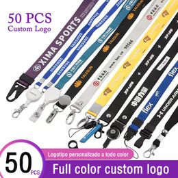 Other Office School Supplies 50 Pcs/Lot Full Colour Custom Printed Lanyard For Keys Custom Design badge holder Staff Cards 48*2cm 230719